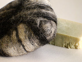 Gardeners Olive Soap with felted Merino wool